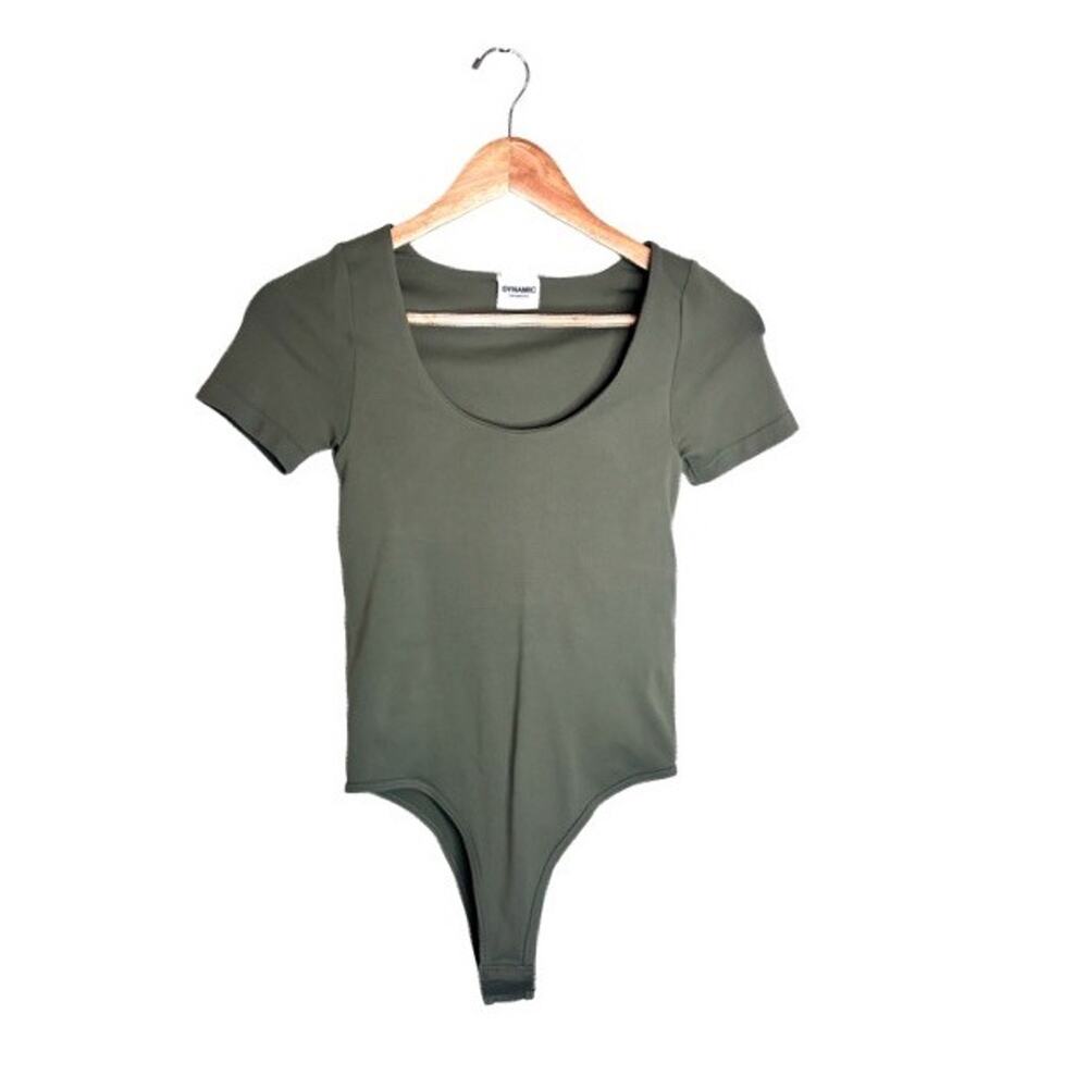 Dynamic Body Suit Green Scoop Neck One Size Short Sleeve Built In Bra Style 1291